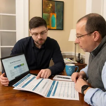 Advisor explaining individual dental plan benefits to a client