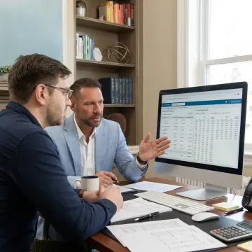 Advisor helping a business owner with payroll