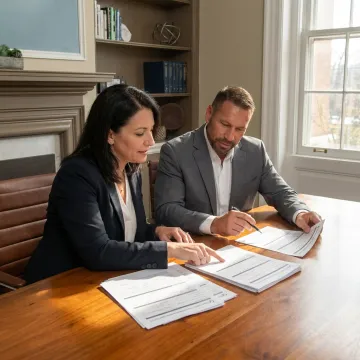 Employer reviewing group insurance application with advisor