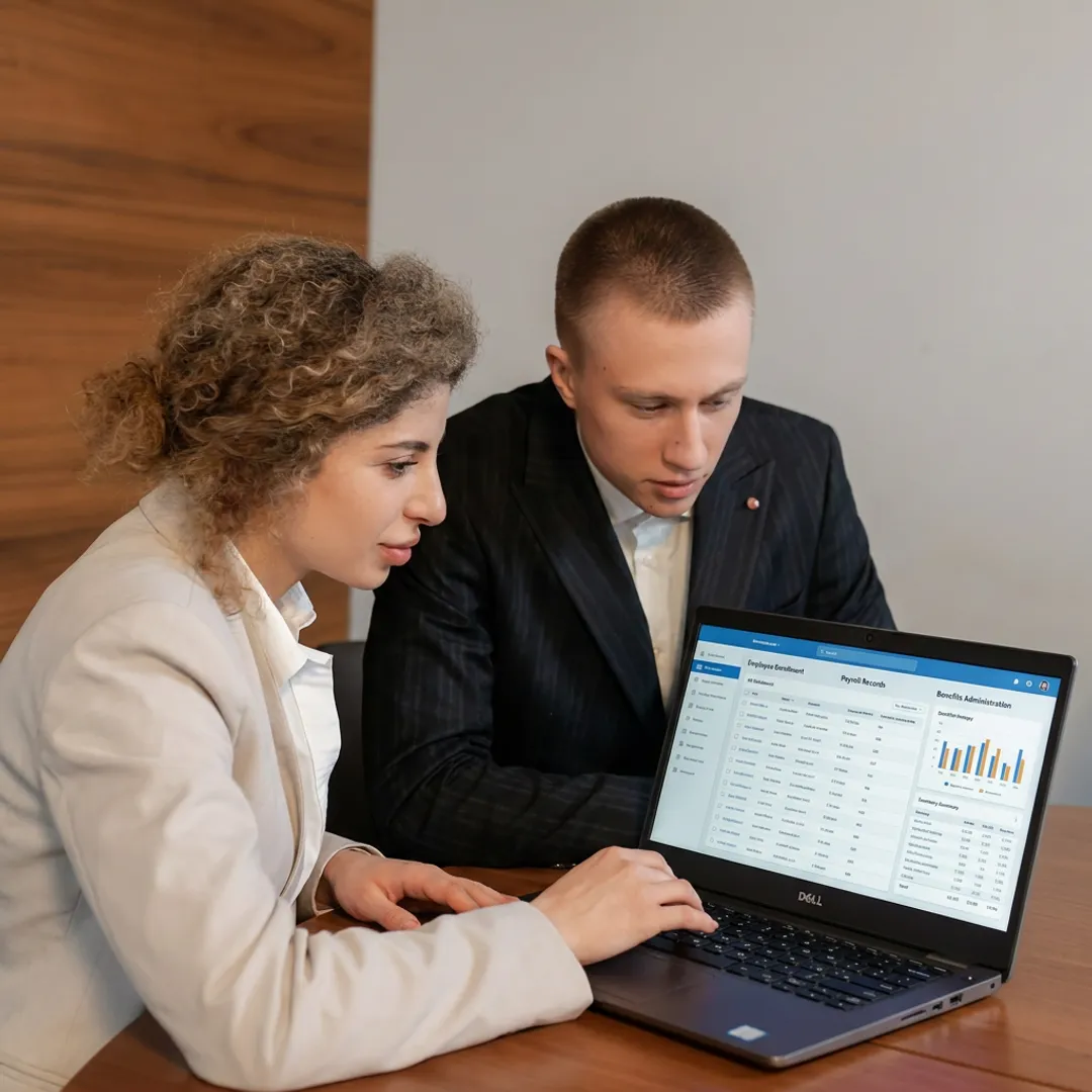HR professional assisting a business owner with employee administration