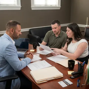 Benefits advisor meeting with business owners