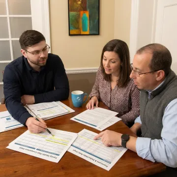 Advisor explaining family health plan options