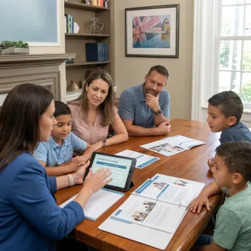 Family reviewing health insurance coverage with an advisor