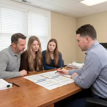 Insurance advisor explaining health plan options to a Pennsylvania family