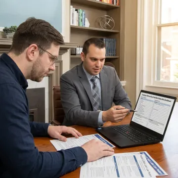 Business owner reviewing HR plan with advisor