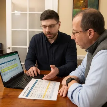 Client comparing health plan choices with an insurance advisor