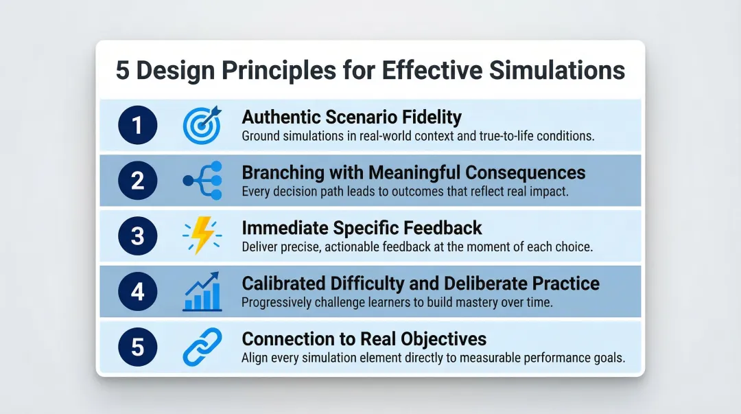 Five design principles separating effective sales simulations from forgettable click-through training