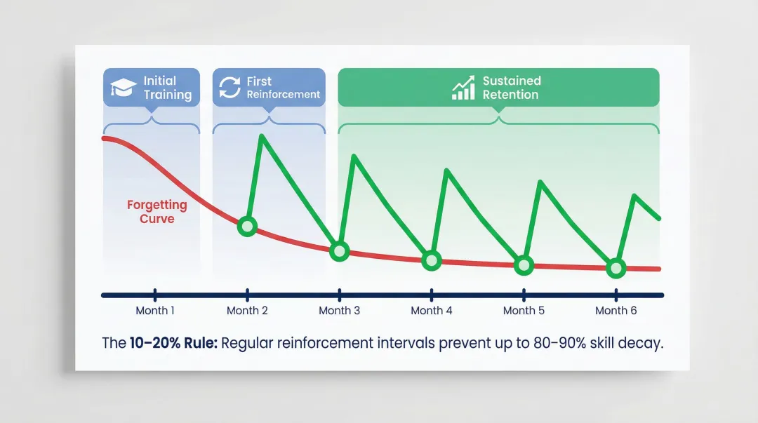 Spaced repetition schedule showing optimal knowledge retention intervals over six months