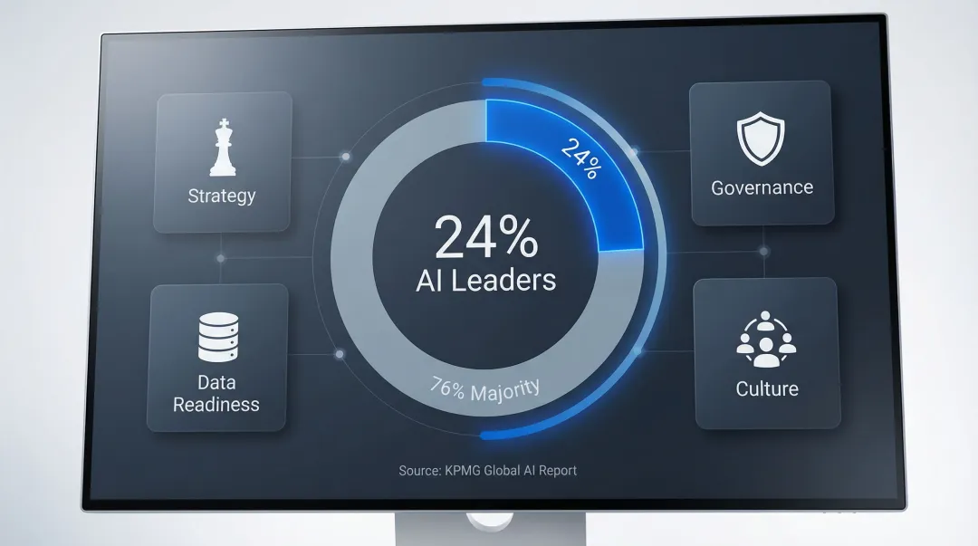 AI maturity leadership gap showing only 24 percent of organizations qualify as leaders