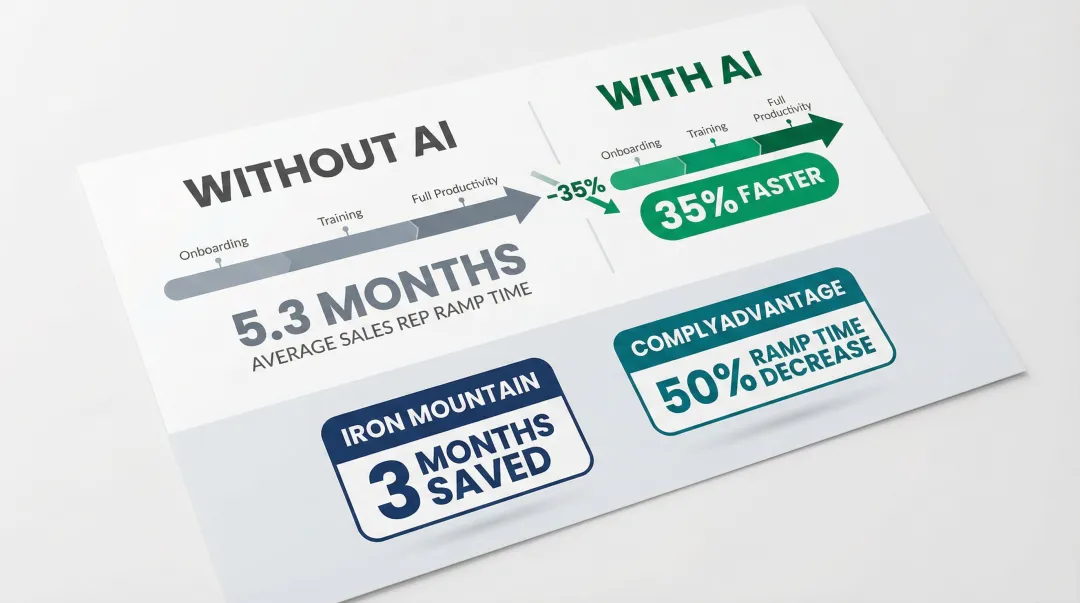 AI coaching ramp time reduction benchmarks new sales rep productivity timeline comparison