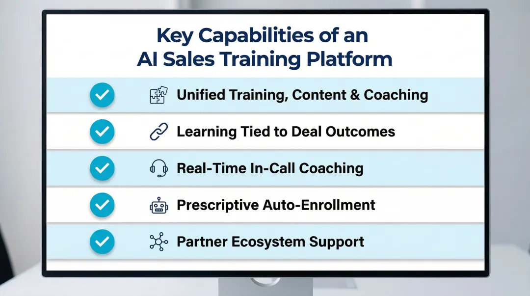 Five essential AI sales training platform capabilities checklist for revenue enablement