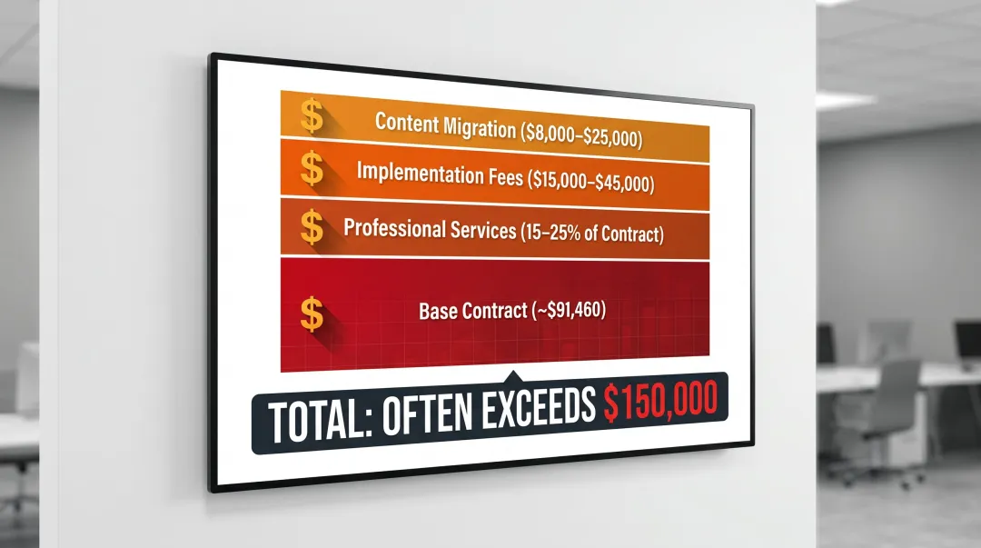 Highspot first year total cost breakdown showing implementation and setup fees