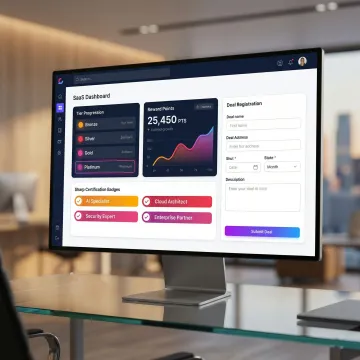 AI-powered partner incentives portal interface showing rewards and tier status