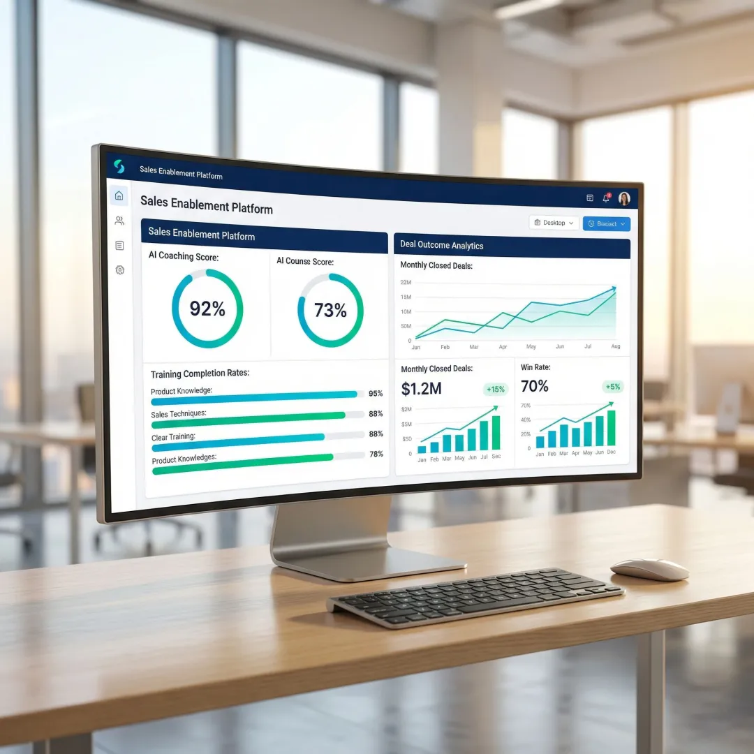 AI-powered sales training dashboard showing learning progress and coaching insights