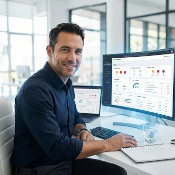 Sales manager reviewing conversational intelligence dashboard with call performance metrics and coaching insights