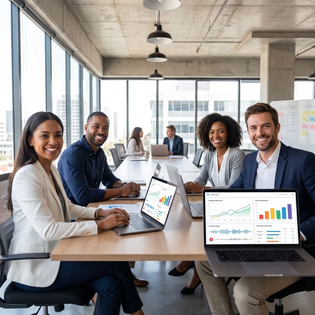 Sales team using AI coaching platform