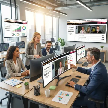 Sales team engaged with AI-powered training platform on laptops and tablets