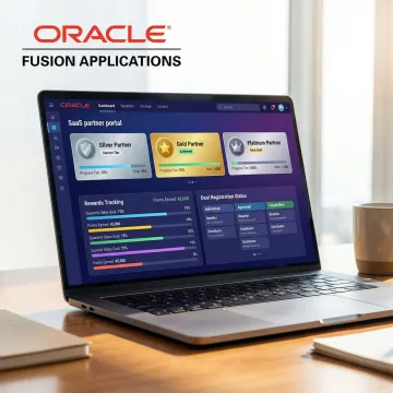 Partner incentives and rewards program portal dashboard on a laptop screen