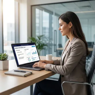 Sales professional using AI-powered online training on a laptop