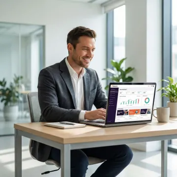 Sales manager reviewing certification progress on an AI-powered learning platform dashboard