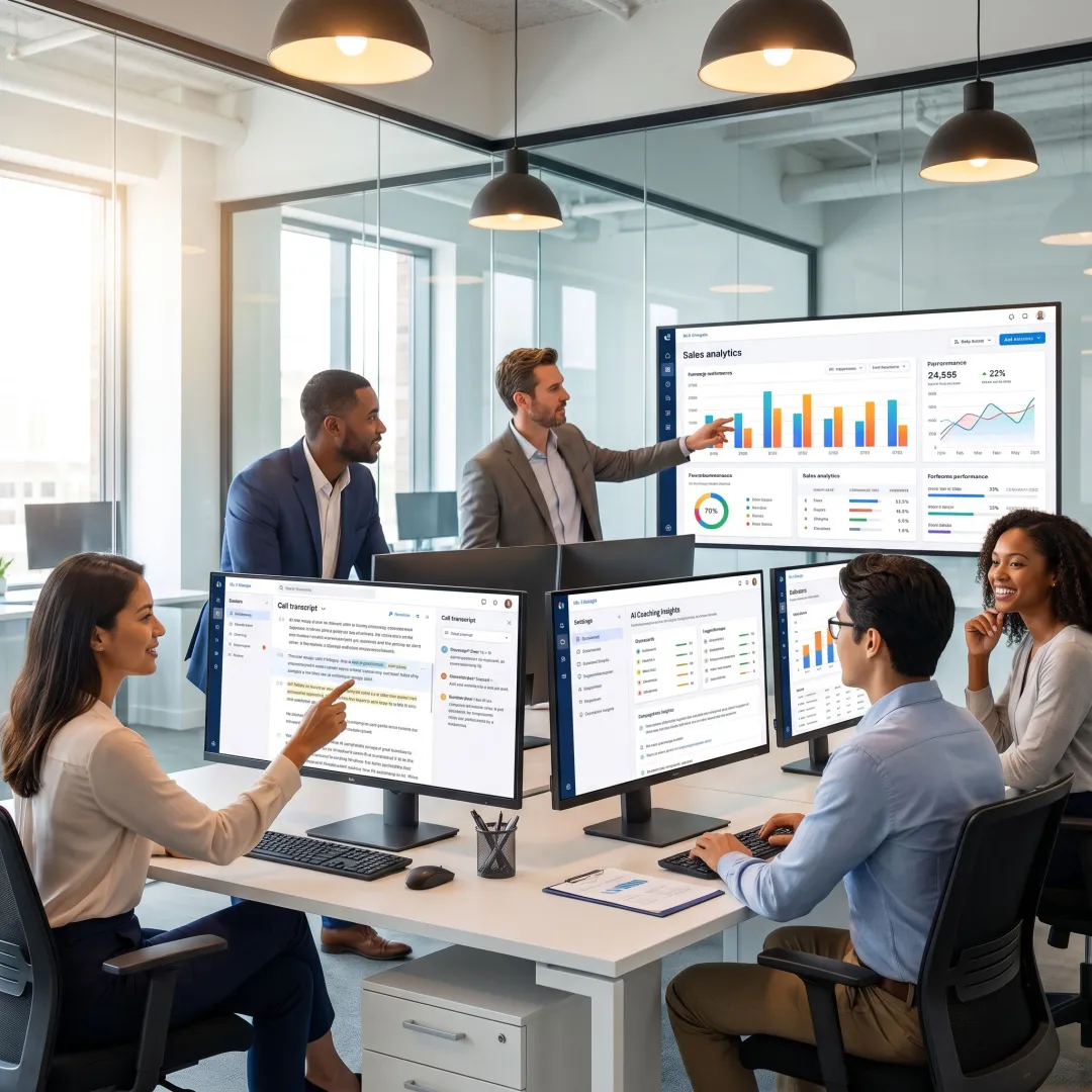 Enterprise team reviewing call analytics dashboard