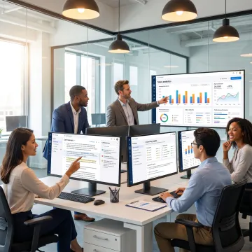 Enterprise team reviewing call analytics dashboard