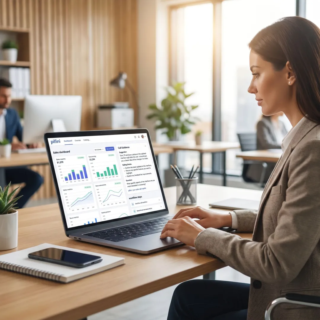 Sales development representative working with AI coaching tools