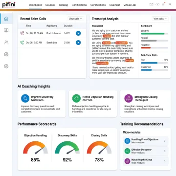 AI call analytics platform showing recordings and coaching insights