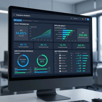 Dashboard showing sales training ROI metrics