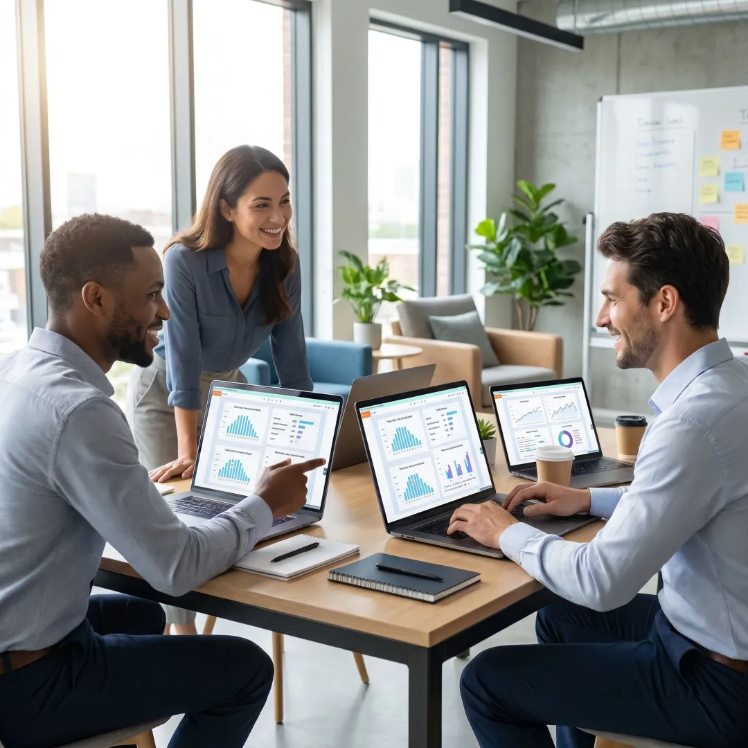 Sales team using AI training platform