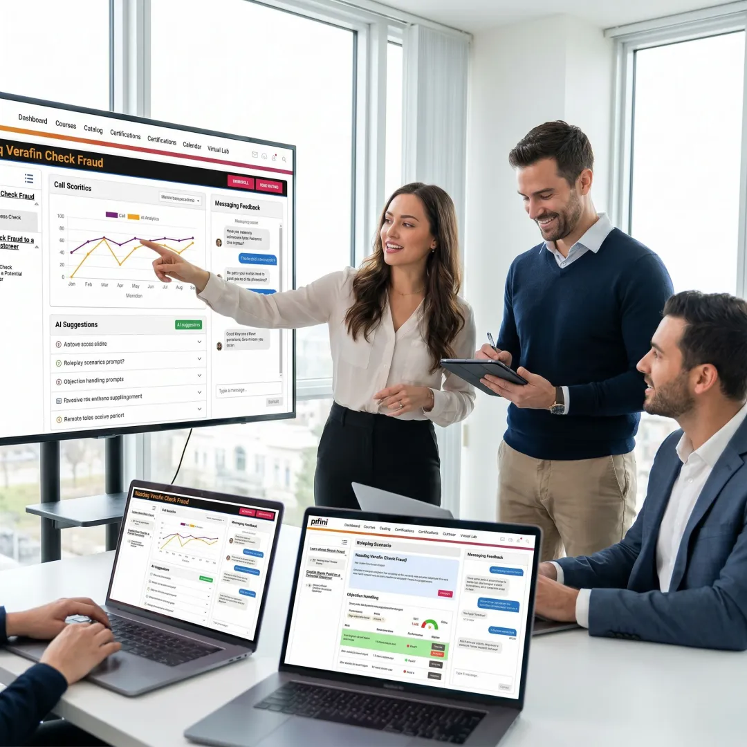 Sales team practicing messaging with AI coaching