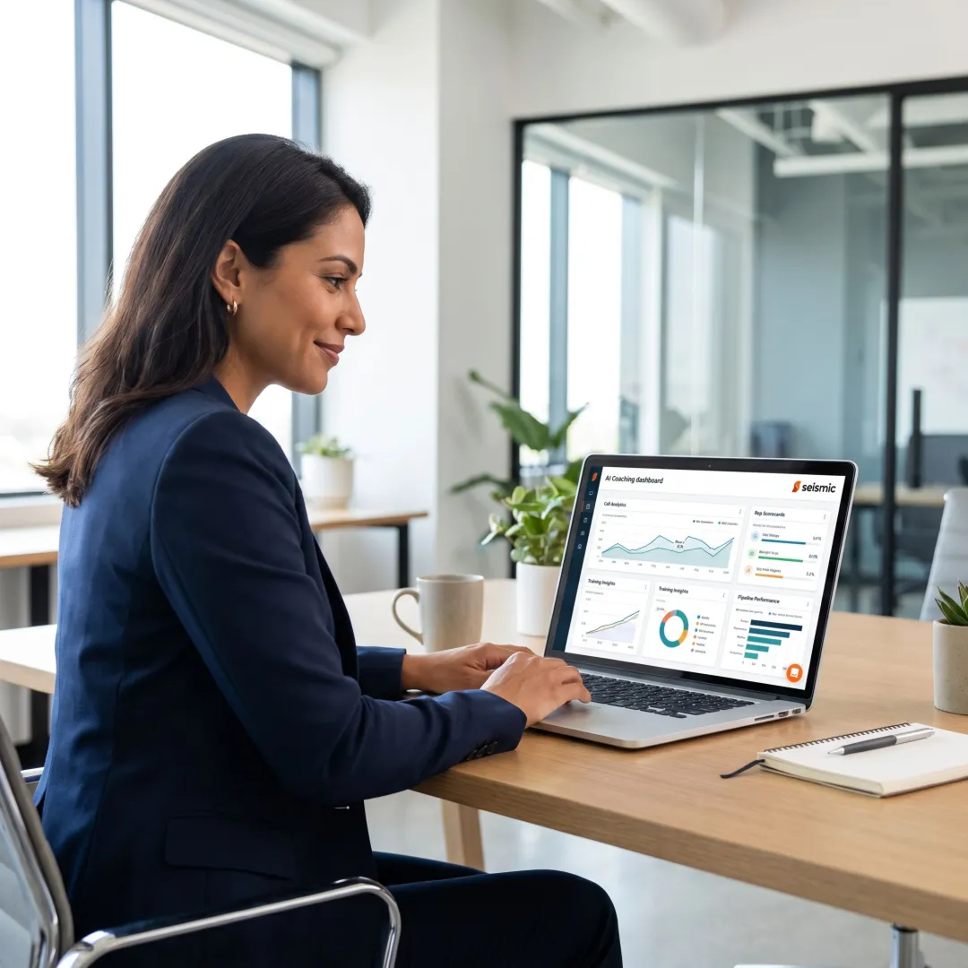 Sales manager reviewing rep performance dashboard