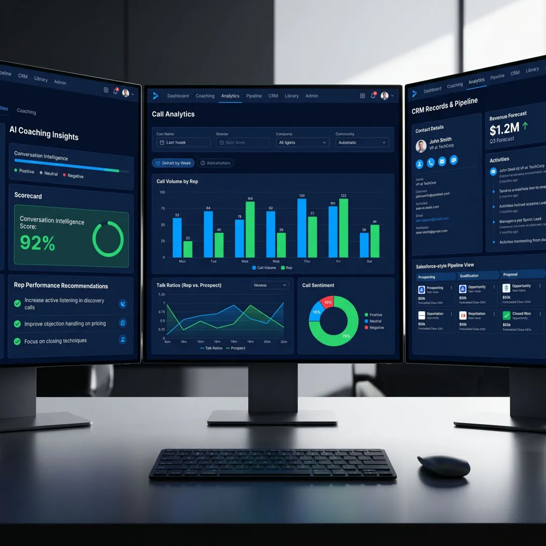 Dashboard showing AI sales coaching integrated with Salesforce