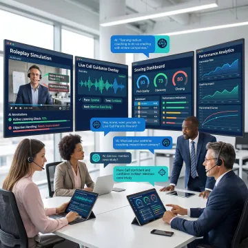 Sales coaching workflow with analytics and live guidance