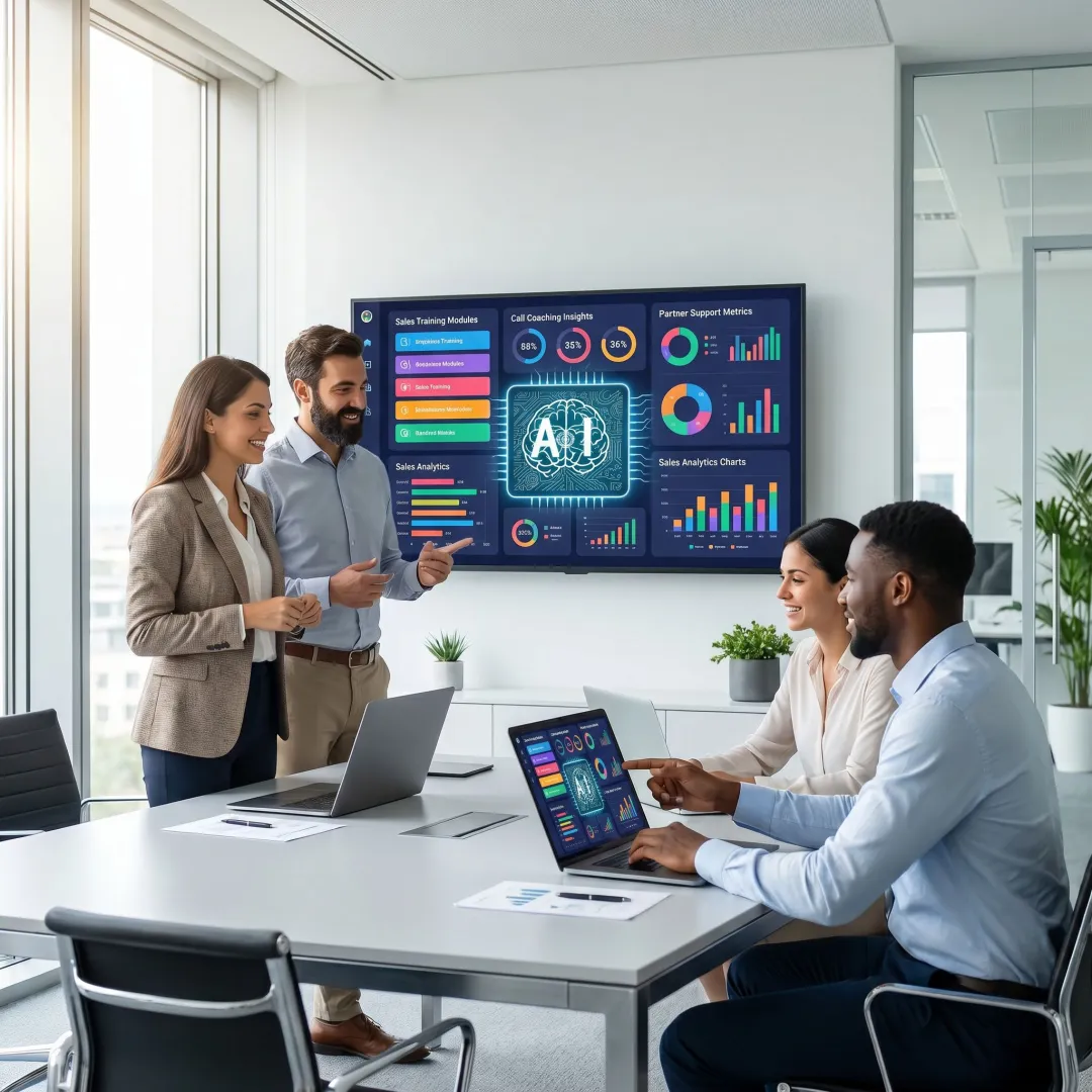 Team using AI revenue enablement software