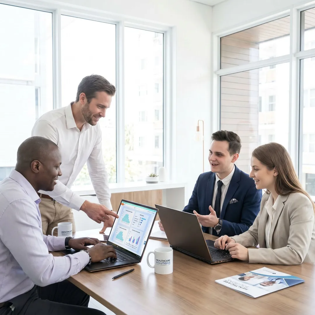 Healthcare insurance sales team using CRM and AI tools