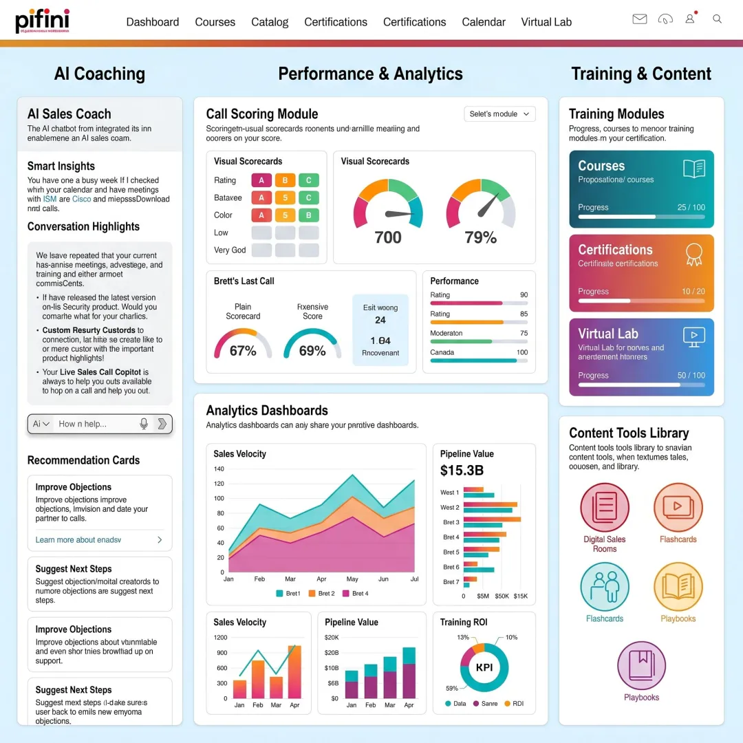 Sales enablement platform consolidating training coaching and analytics