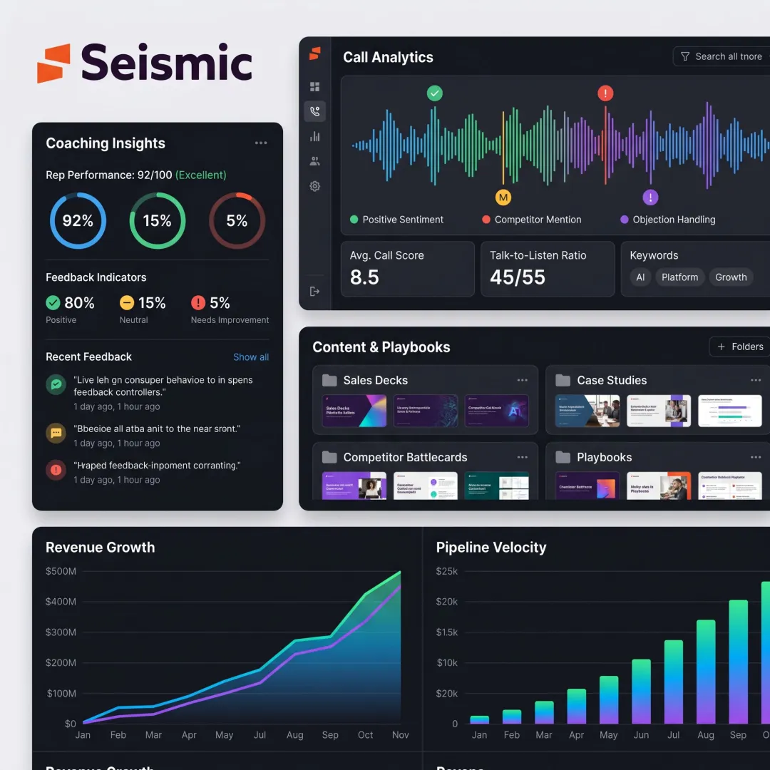 Sales enablement platform dashboard for mid-market teams