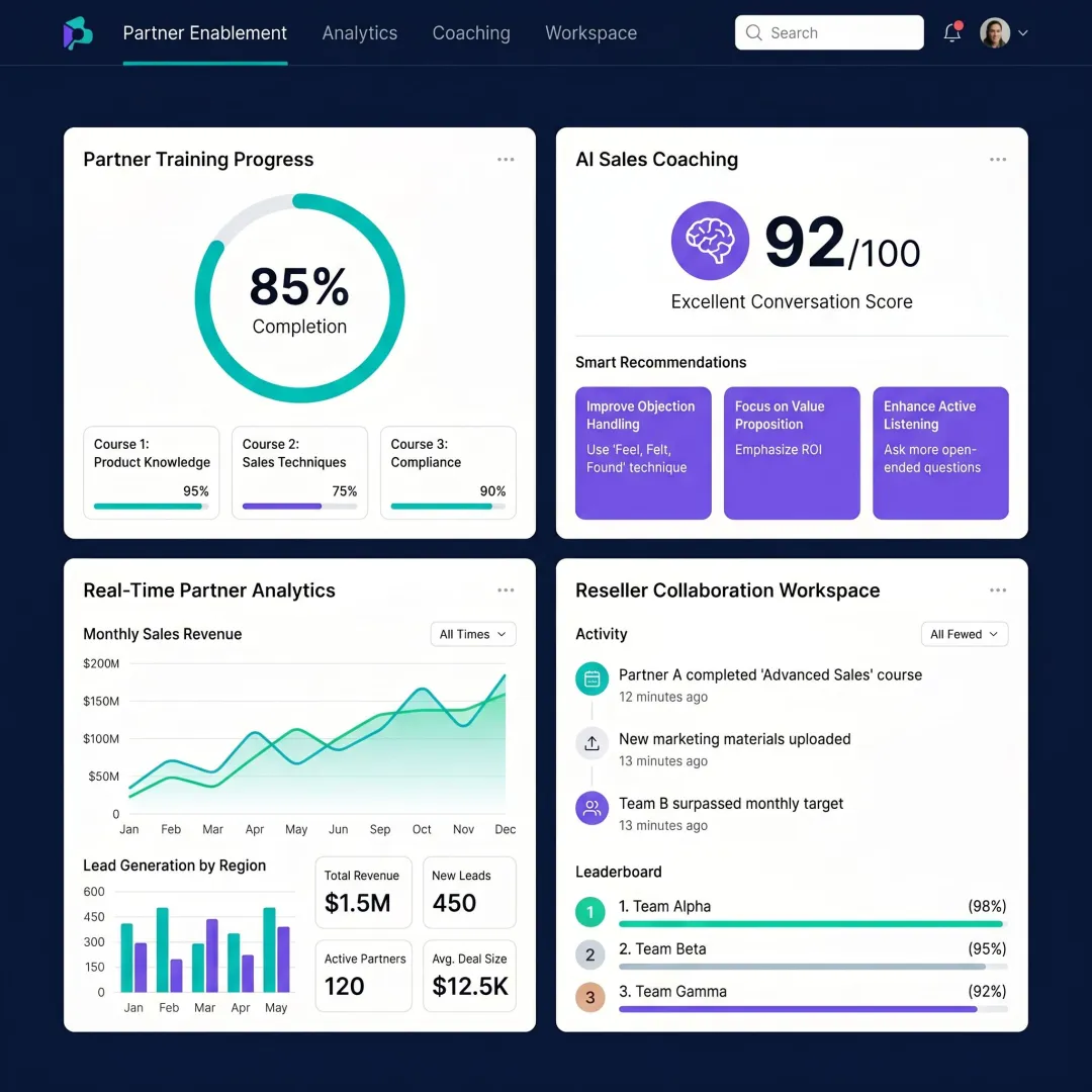 Partner sales enablement dashboard for reseller teams