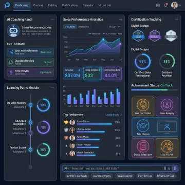 Partner sales training and coaching platform interface