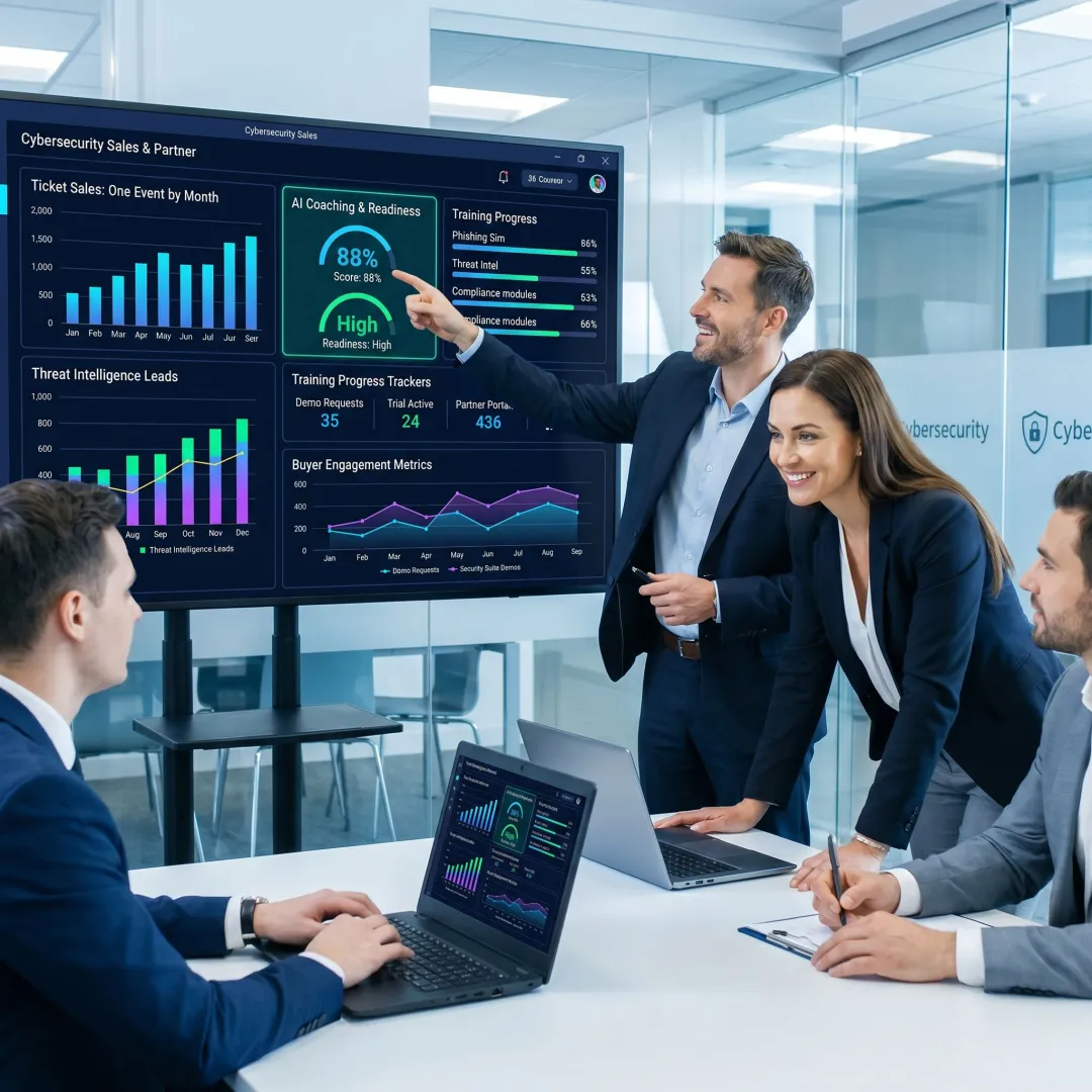 Cybersecurity revenue team using enablement platform