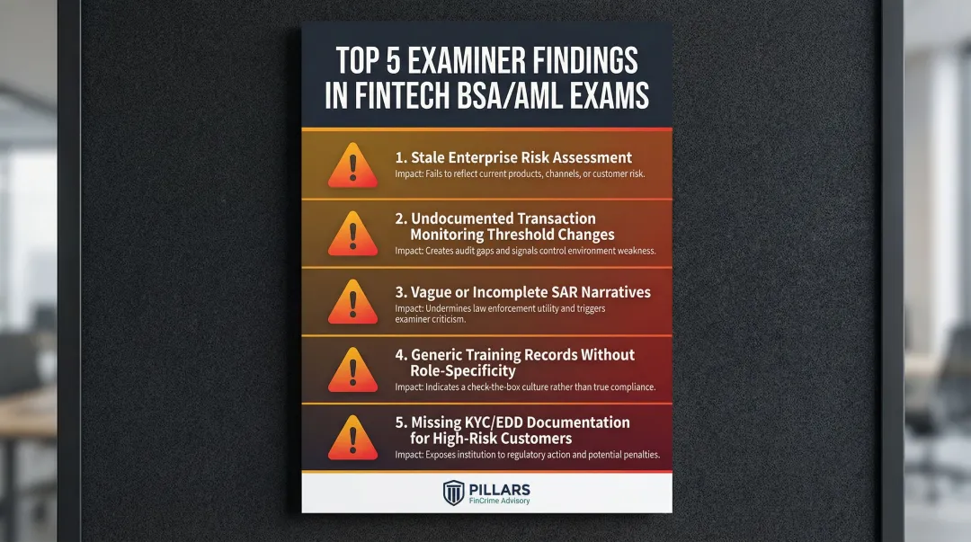 Top five common BSA AML exam findings in fintech and payments companies