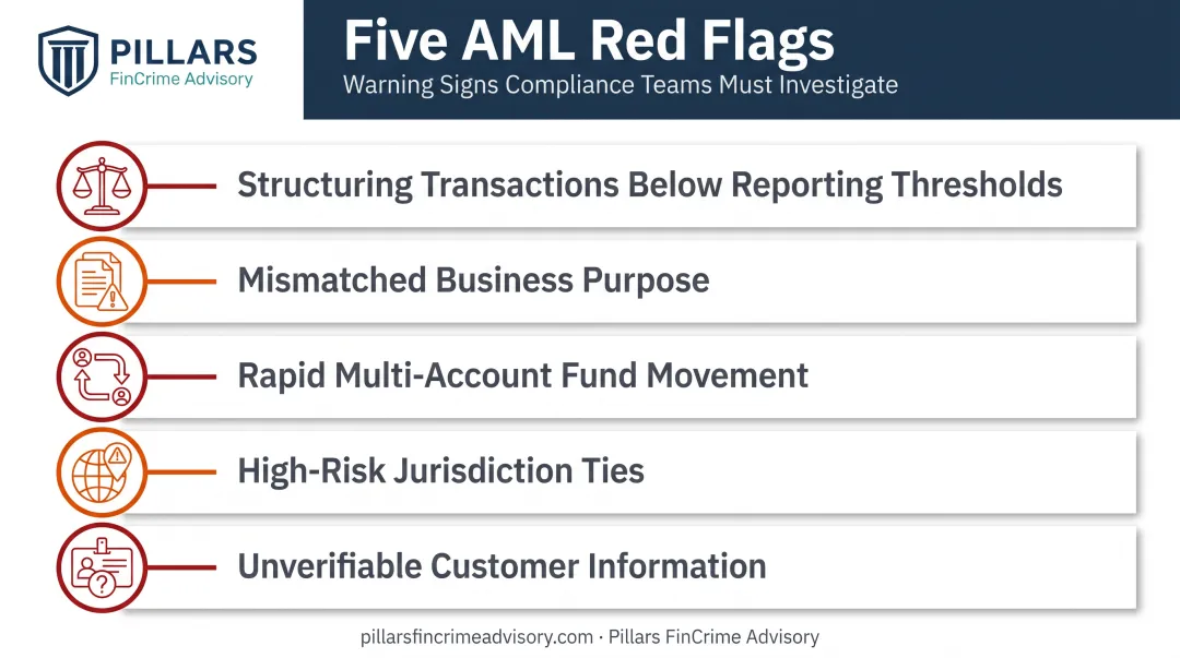 Five common suspicious activity red flags in fintech AML monitoring