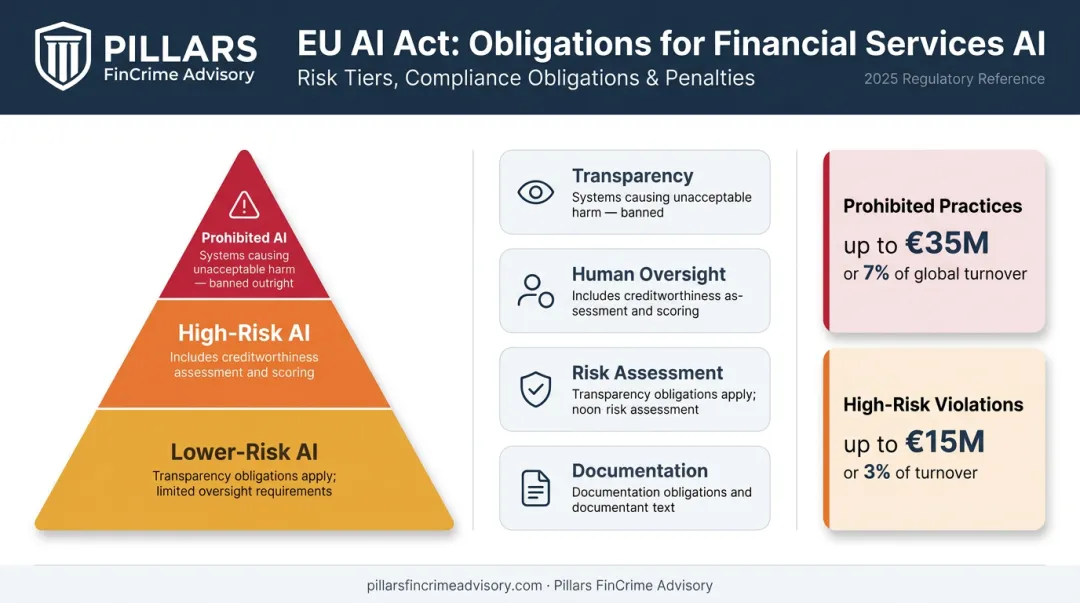 EU AI Act compliance obligations and penalty tiers for high-risk financial AI systems