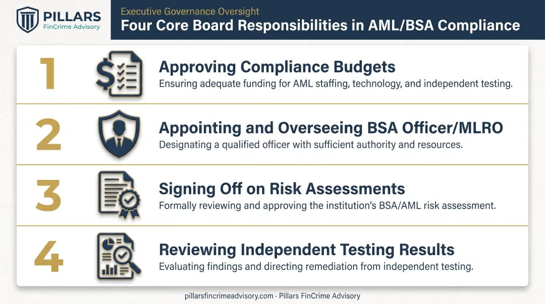 Four core responsibilities of executive boards in AML compliance oversight