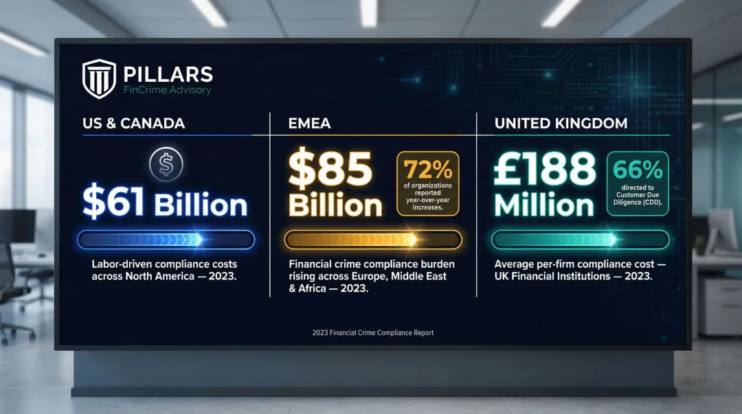 Global financial crime compliance cost comparison US Canada EMEA and UK 2023