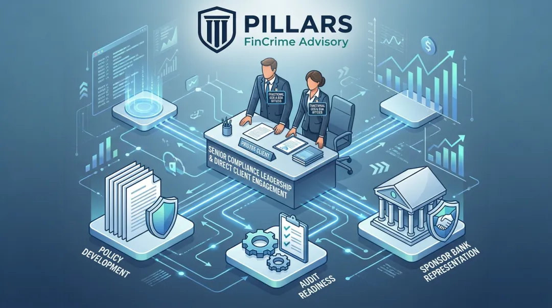 Fractional CCO compliance advisory service structure for fintech and payments startups