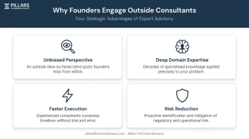 Four key reasons startups hire external consulting firms illustrated
