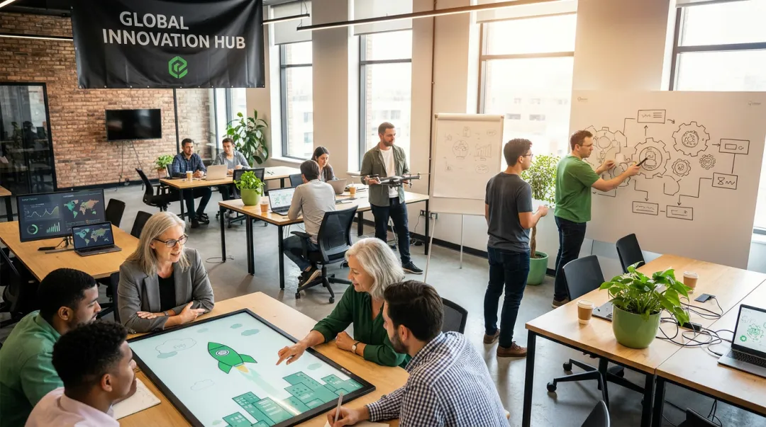 Global startup accelerator program connecting founders with enterprise partners in modern hub