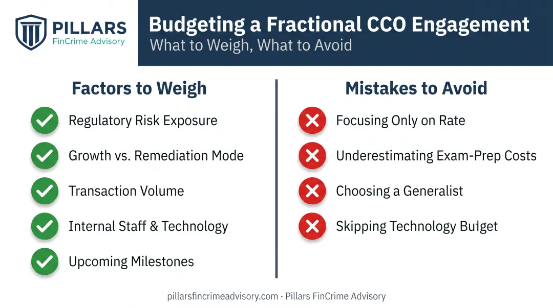 Fractional CCO budgeting checklist covering key factors and common mistakes